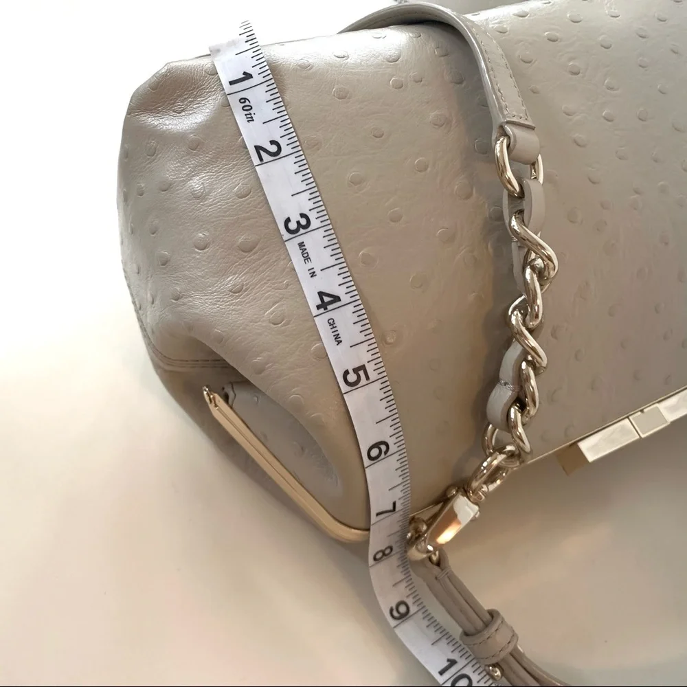 Kate Spade · Victoria Falls Madeline Ostrich Embossed Satchel Stone Taupe Bag - Picture 6 of 17